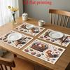 2D Flat Printing 4pcs Placemats, Easter Spring Decoration with Colorful Chicken Basket and Egg Patterns, Printed Placemats