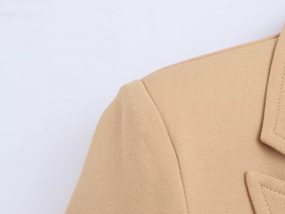 Autumn European & American High Street Women's Slim Fit Suit Jacket with Golden Buttons