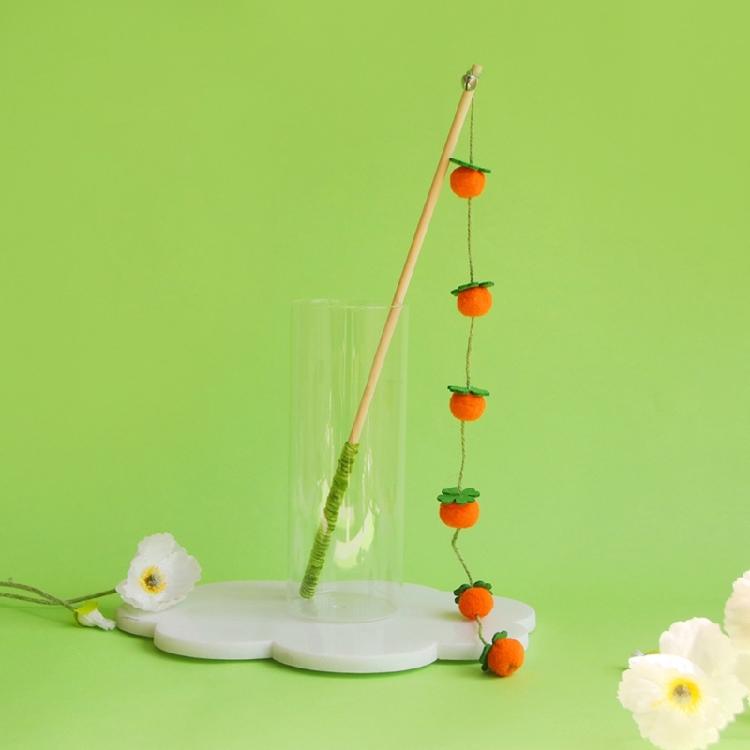 Boredom Cats Chasing Toy with Felt Fruit Ball And Natural Rope Teaser Wand Enrichment Toy For Climbing Hunting Activity