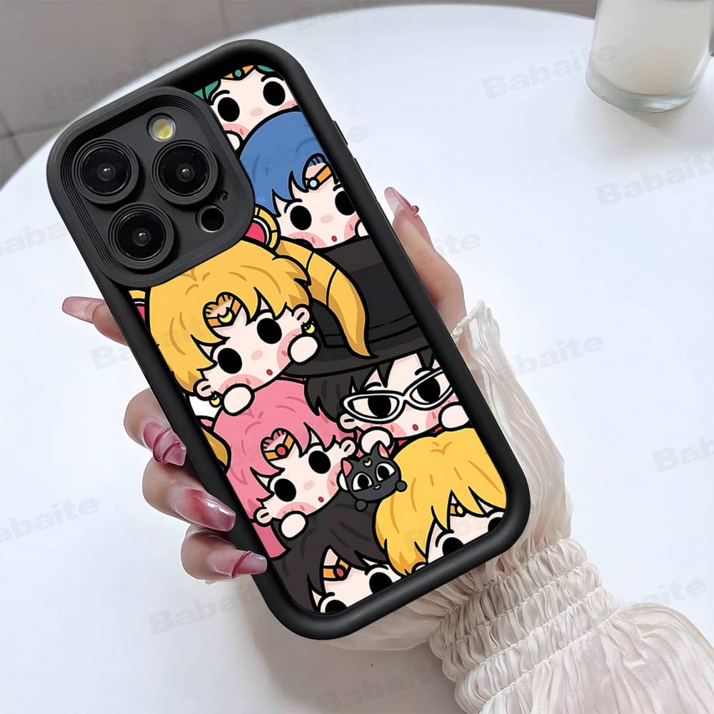 Popular Anime Girl S-Sailor Moon For iPhone 17 Pro Max 16 15 14 13 12 11 Plus Black Soft Phone Cover