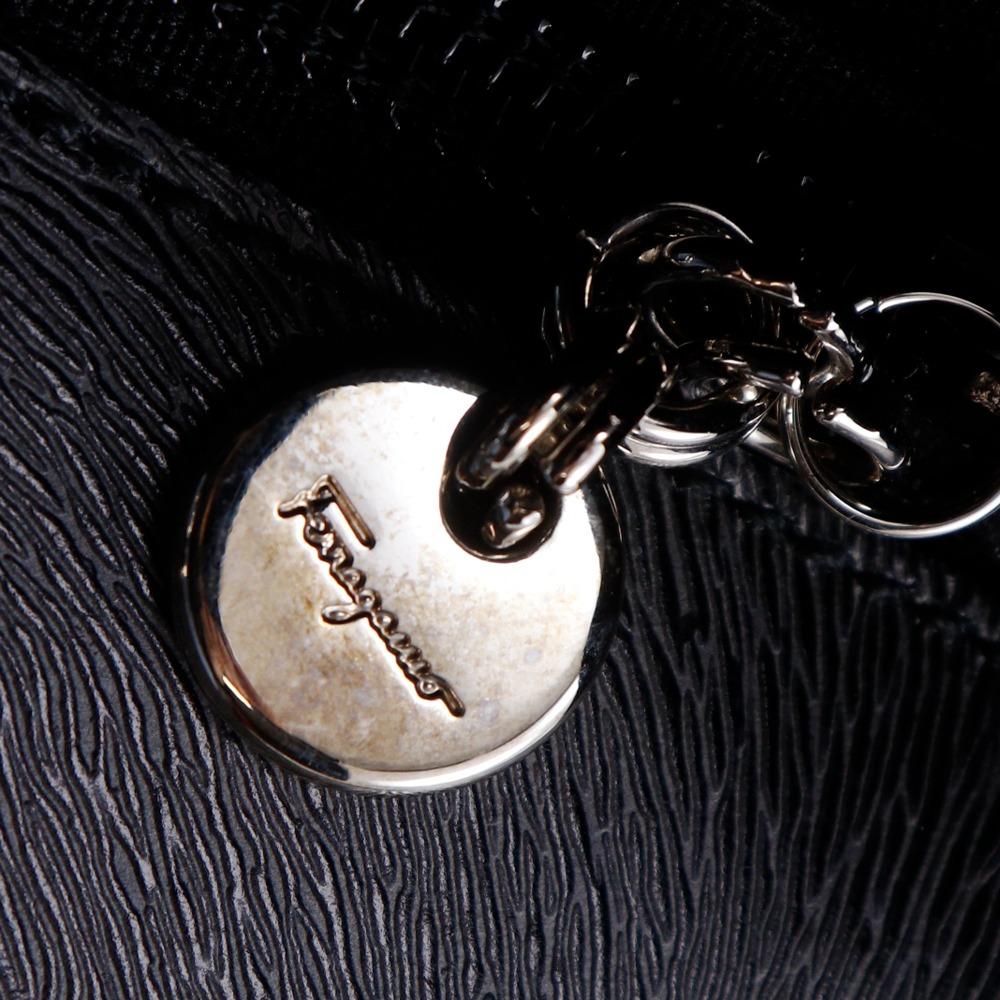 Salvatore Ferragamo Gancini Handbag DX-21 8674 3WAY gray Embossed Leather Women Used