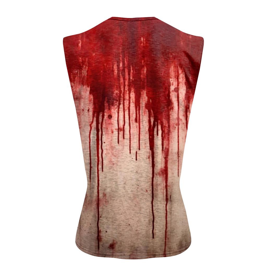 Men's Halloween Printed Sports Button Pocket Sleeveless Vest