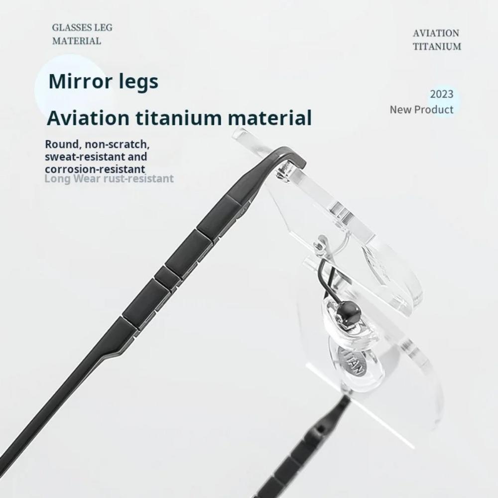 YIMARUILI Pure Titanium Myopia Hyperopia Progressive Men Rimless Glasses With Anti-reflective Anti-scratch Lenses Eyewear Women