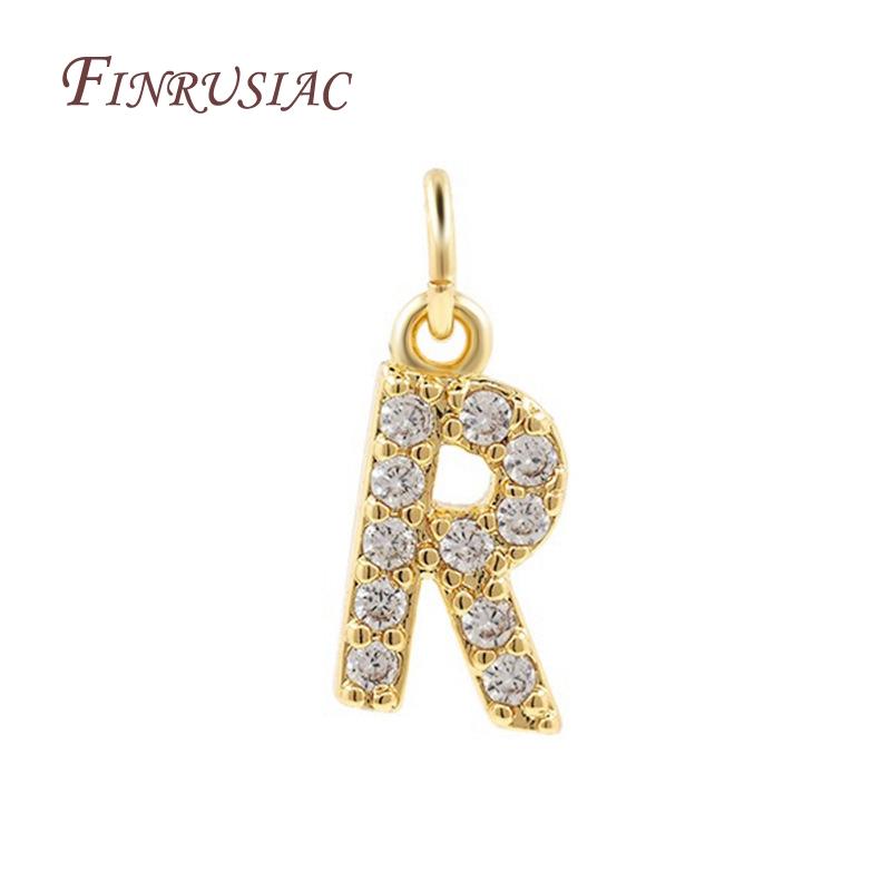 18K Gold Plated Copper A-Z Alphabet Charms For DIY Women's Necklace Jewelry Making Supplies,Fashion Inlay Zircon Letter Pendants