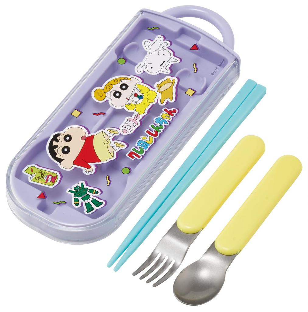 Skater Bento Chopsticks Trio Set Crayon Boys and Children's (Chopsticks, Spoon, Fork) 16.5cm, Shin-chan 26, Girls, TACC2-A