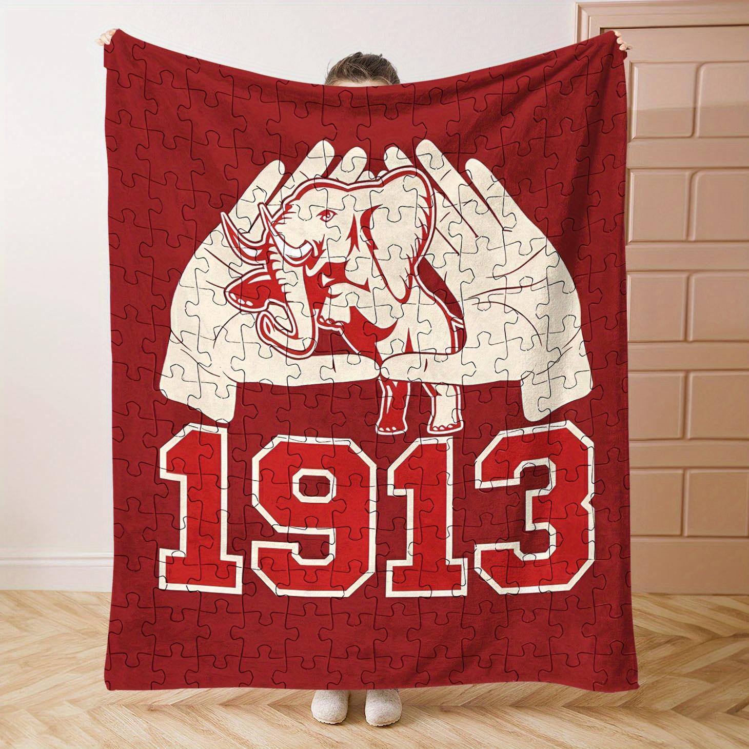 

Red Rhinoceros Puzzle Flannel printed blanket suitable for all seasons suitable for living room office sofa and travel 180x250CM 75x100cm (30x40inch)