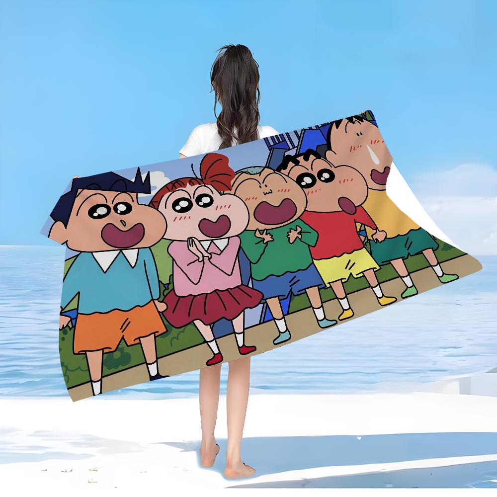 Bandai Crayon Shin-chan Microfiber Printed Beach Towel Mountain Climbing Yoga Beach Swimming Running Absorbent Soft Towel