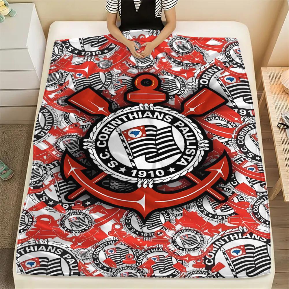 1 pièce Couverture en Flanelle Imprimée SC Corinthians Paulista Haute Qualité Chaude Confortable Couverture pour Toutes les Saisons Parfaite pour les Cadeaux Décoration de la Maison