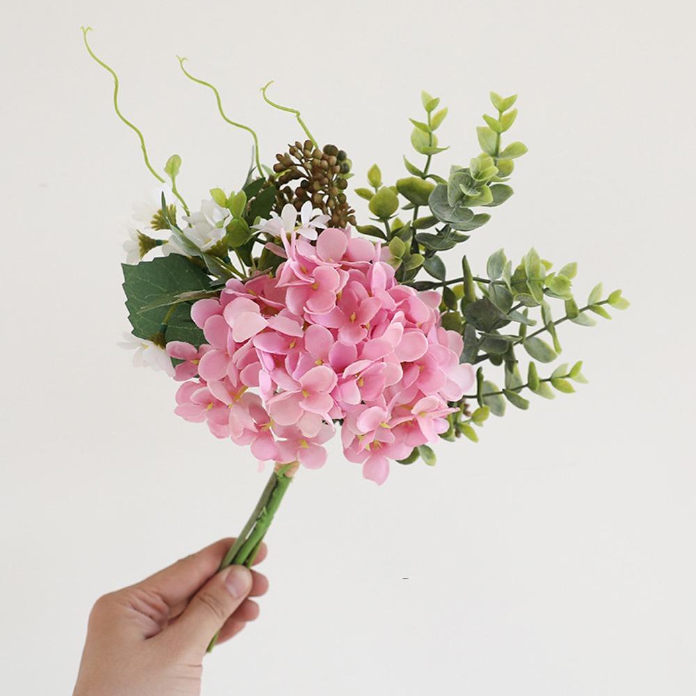 

Роскошные цветы гортензии Пластиковый искусственный цветок Цветочная композиция Декор для гостиной темно-розовый