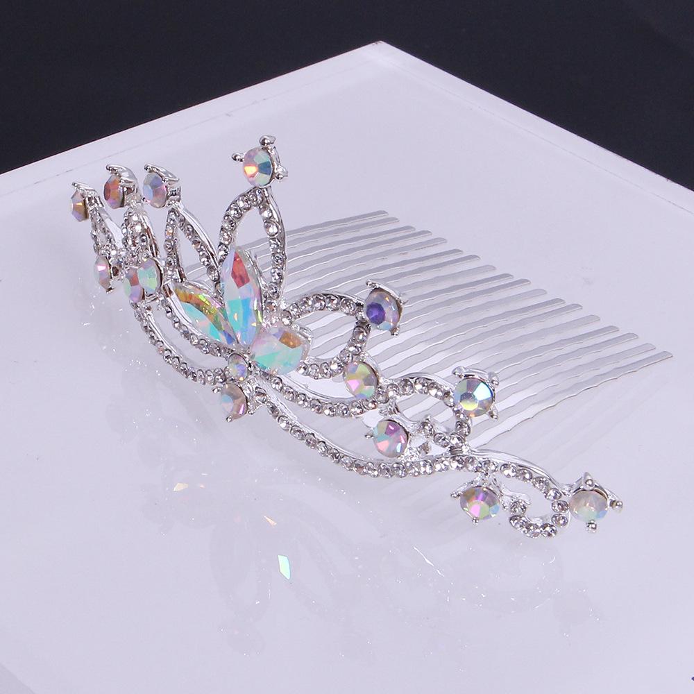 

Корона головной убор детская принцесса стразы красочные аксессуары, гребень для волос корона корейские украшения корона свадебный головной убор
