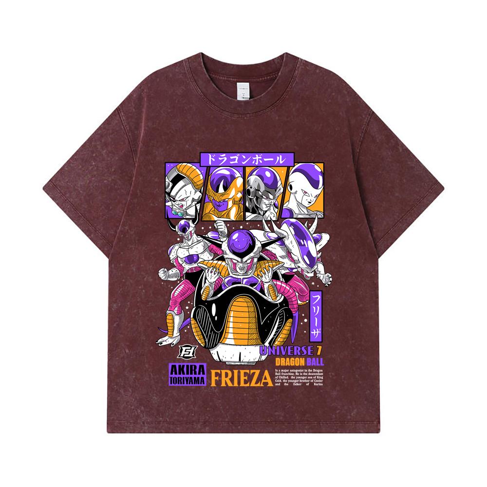 275 GSM Washed T-shirts 100% Cotton Dragon Ball V4 Freiza Print Unisex Heavy Cotton T Shirt