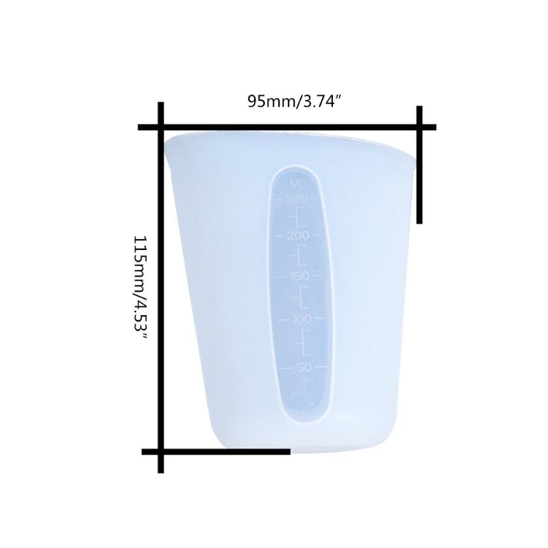 250ML Resin Cup DIY Crafts Jewelry Silicone Measuring Cup Reusable Mixing Cup with Precise Scale Non-Stick Silicone Cup