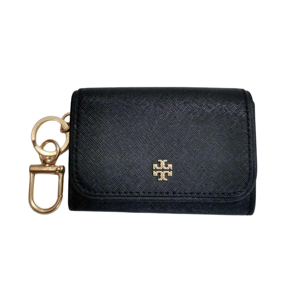 Tory Burch Emerson Metal Logo Snap Closure Leather Wallet Card Holder Women wallet Black 157146-001 Black 20350₽