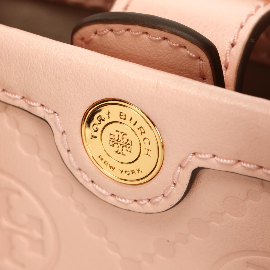 Tory Burch T Monogram Double T Logo Embossed Pattern Mini Tote Bag Women tote Blush 158515-652