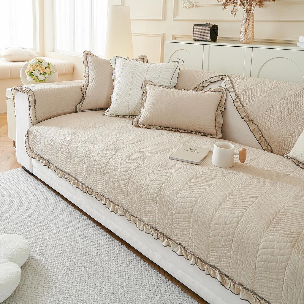 Simple Western-style Non-shrinking All-season Cotton Fabric Sofa Cushion Cover High-end Light Luxury Cotton Cushion Cover