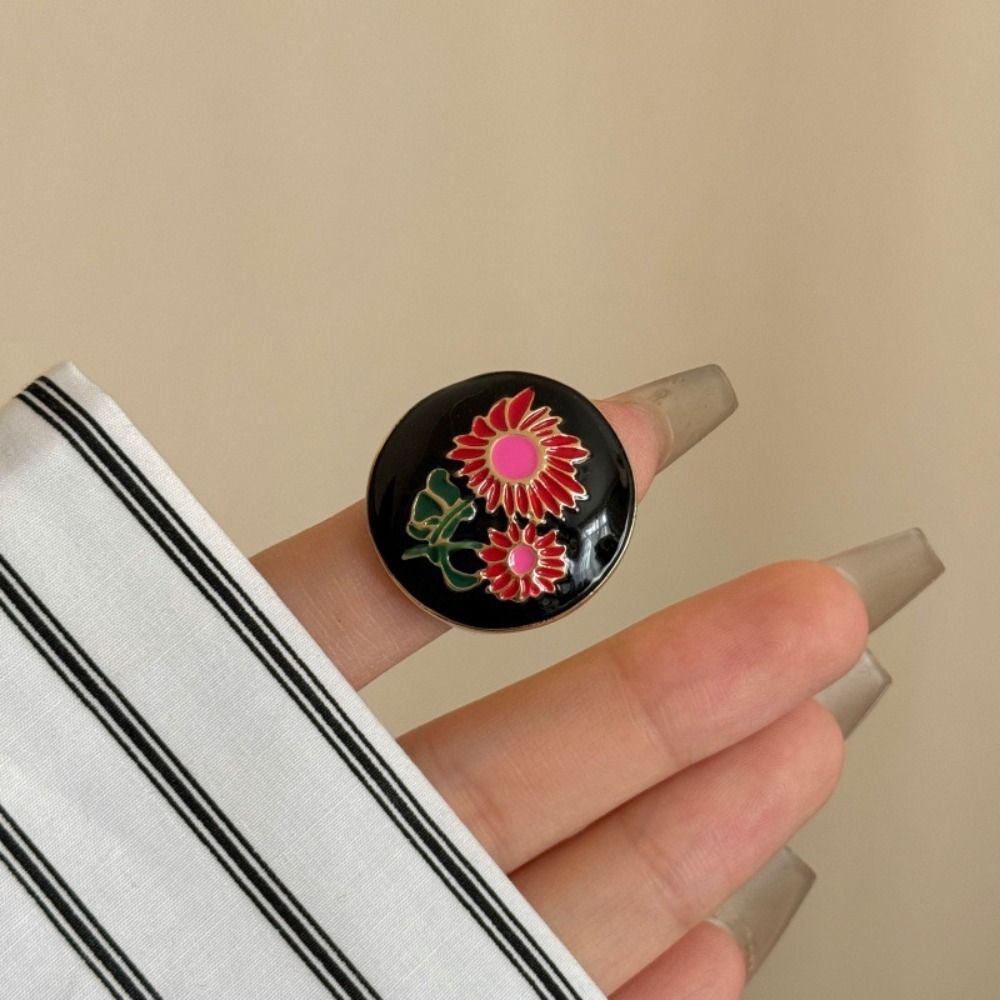 Schöner Luxus Retro Tropfölring Vintage Herz Emaille Ring Schwalbe Blume Klobiger Ring Dekoration