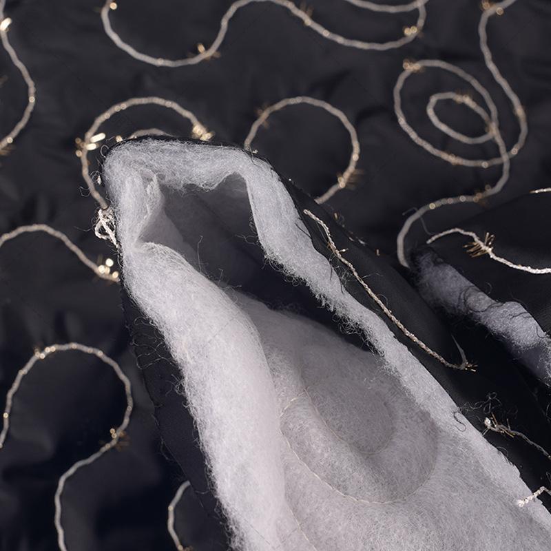 1M Polyester Quilted Embroidered Sequined Embroidered Fabric Quilting Cotton-padded Fabric for Down Jacket Bags Chirstmas Decor