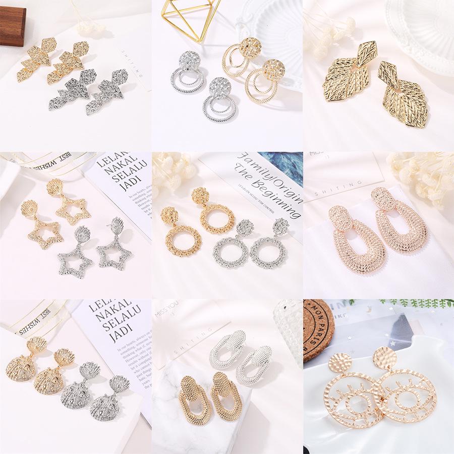 Geometrische Ohrringe mit Wassertropfenrelief für Damen - Retro-Mode, ethnischer Stil, kreatives rundes und quadratisches Design.