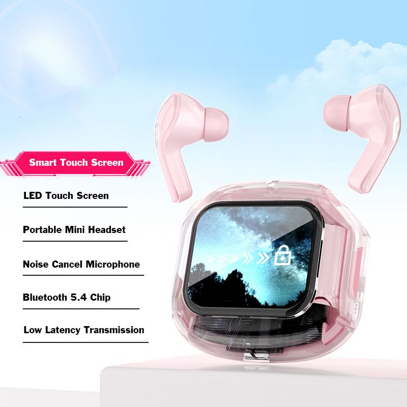 Drahtlose Kopfhörer mit intelligentem Touchscreen und geringer Latenz, HiFi-Stereo-Musik-Headset, digitales Display, Rauschunterdrückung, Kopfhörer mit Mikrofon