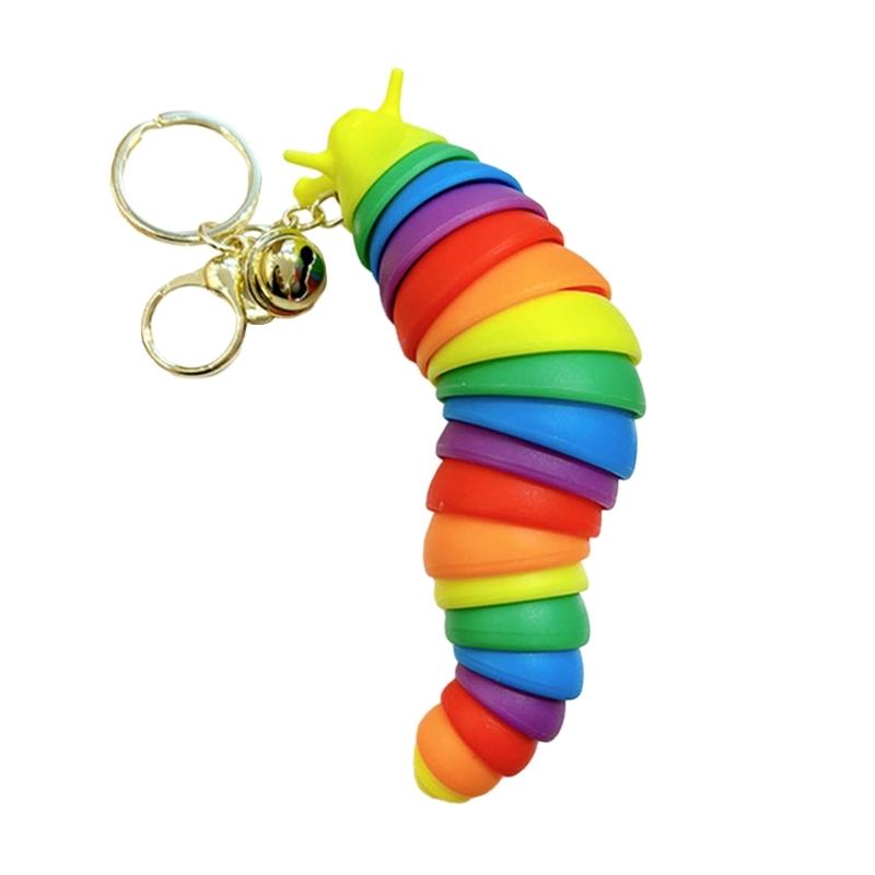 Chaveiro de Plástico Lagartas Fofas e Coloridas Criativo e Desenho Animado Animal Pingente de Decoração de Bolsa