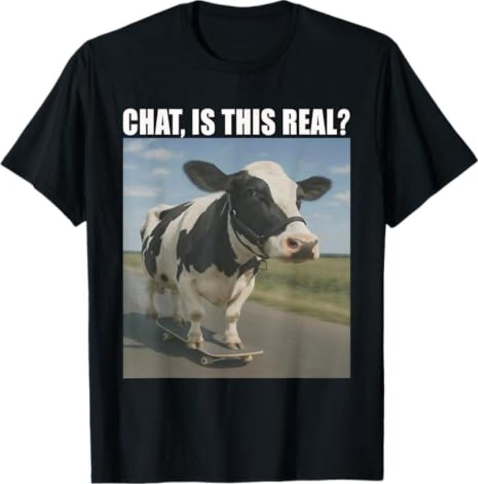 Camiseta Vaca Divertida  Chat Is This Real?  Humor Gen Z S разноцветный