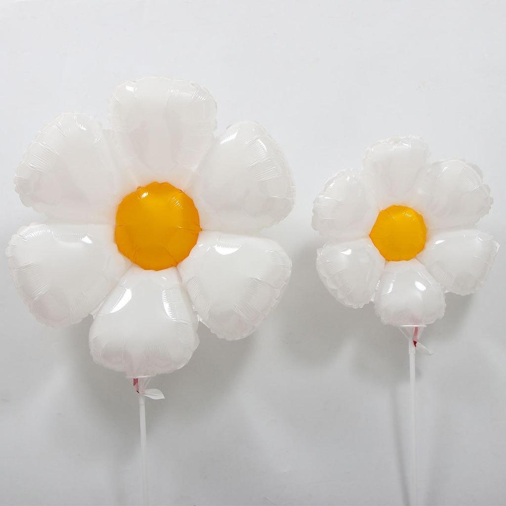 40cm Smiling Daisy Sunflower Handheld Balloon with Tow Bar