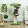 Cat Tree with Scratching Post, Activity Center, Platforms, Cushion, 45 x 45 x 91 cm, Green and Beige
