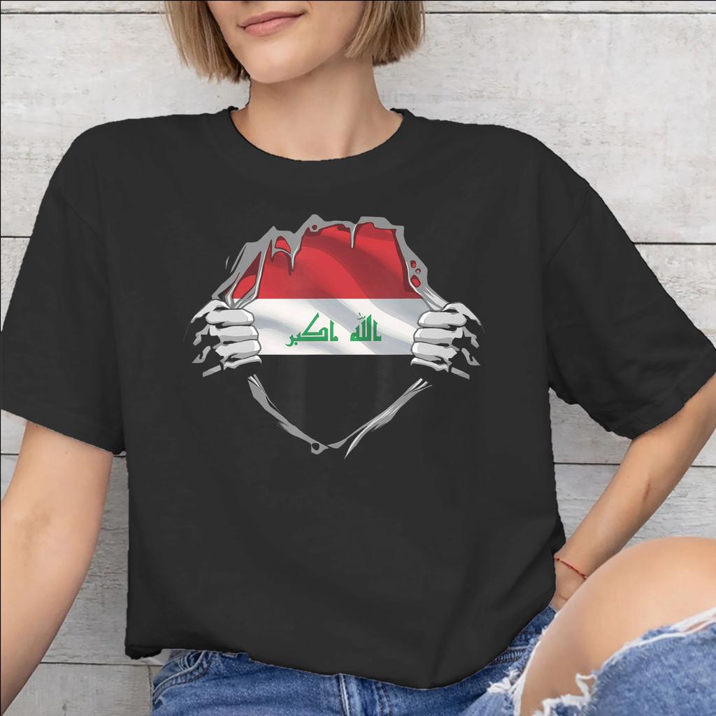 Iraq Flag Fashion T Shirts for Unisex Unisex Cotton Tee Shirt Clothing