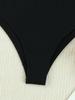 European and American Deep V Solid Color Hollow Out Sexy Women's Bikini Swimsuit