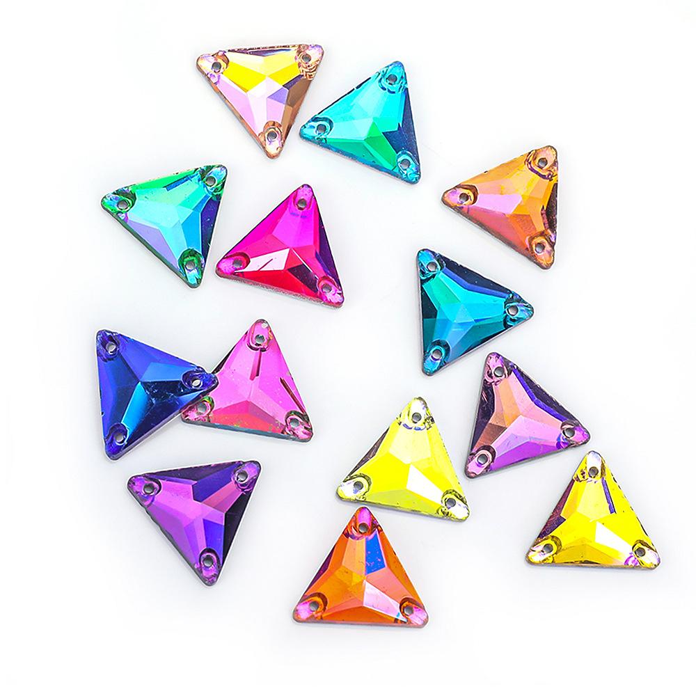 5Pcs High Quality Triangle Color Ab Flat Button Hand Sewn Diamond Glass Crystal Button Clothing Accessories With Diamond Wedding Dress Auxiliary