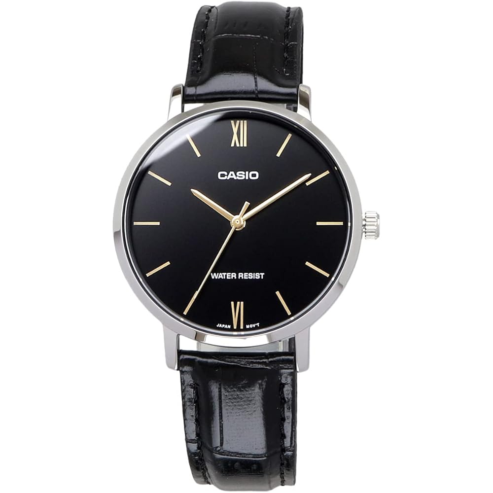 Casio LTP-VT01L-1B Quartz Women's Watch Black with Black Leather Band