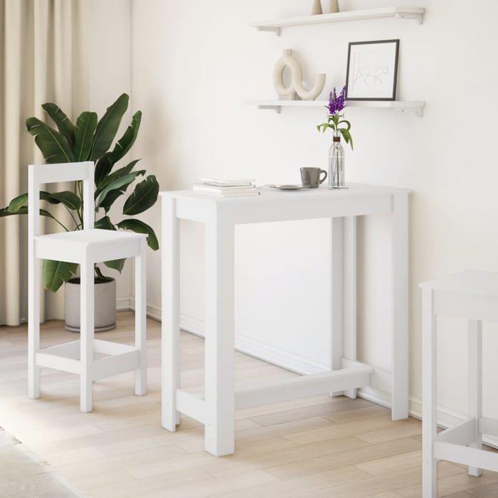 VidaXL Table de bar blanc 102x50x103,5 cm bois d'ingénierie, table de pub, table haute, table de tabouret de bar, table de 854409