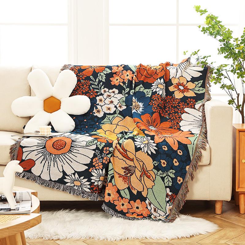 Couch Cover for Sofa American Country Floral Outdoor Camping Blanket Leisure Bohemia Blanket