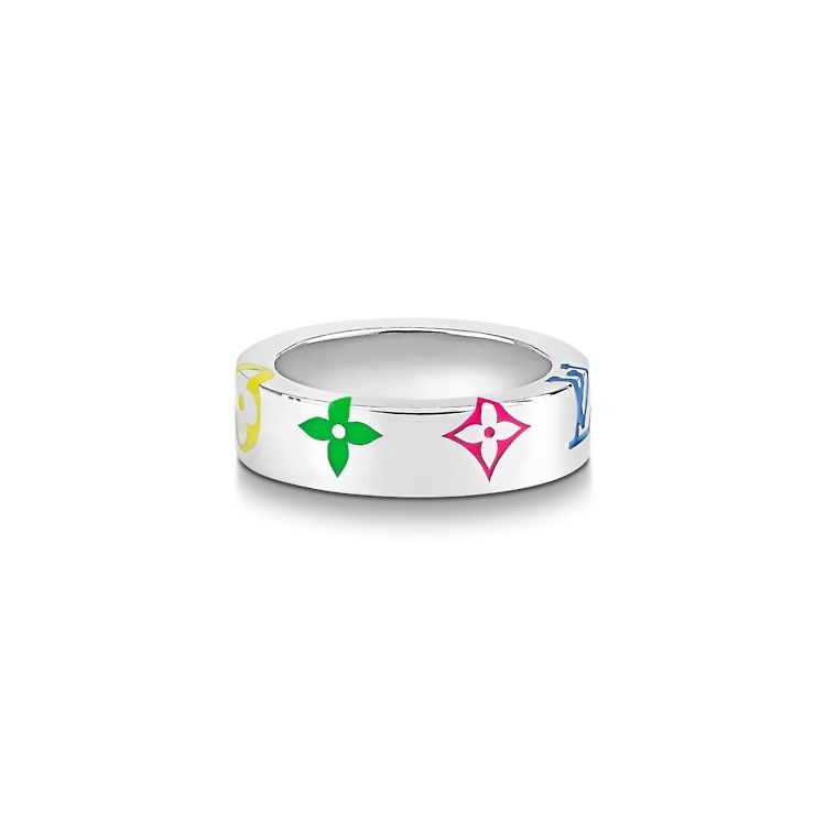 Louis Vuitton Exquisite Colorful Monogram Play Metal Ring Unisex rings M0991L