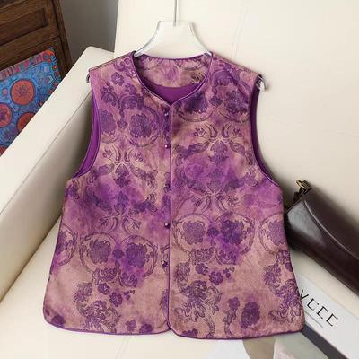 Chinese National Style Jacquard Vest for Women - 2026 Spring/Autumn Retro Sleeveless Top with Frog Button.