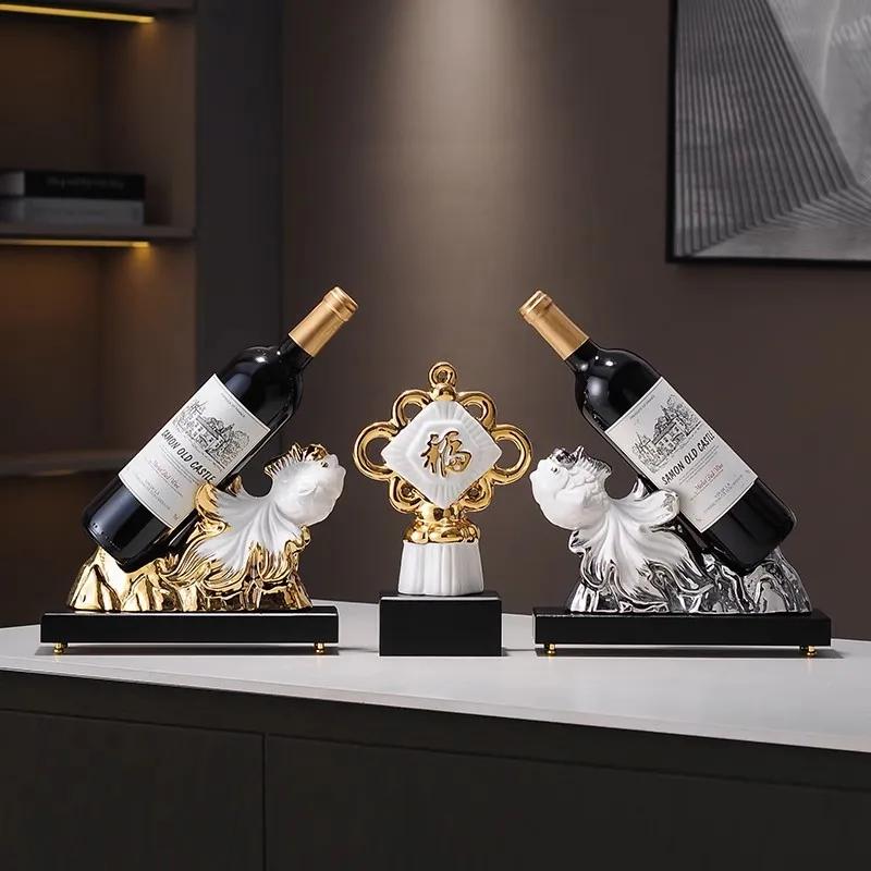 High End Light Luxury Red Wine Rack Decoration Wine Cabinet High-end Decoration Home Living Room Dining Cabinet Koi Creative