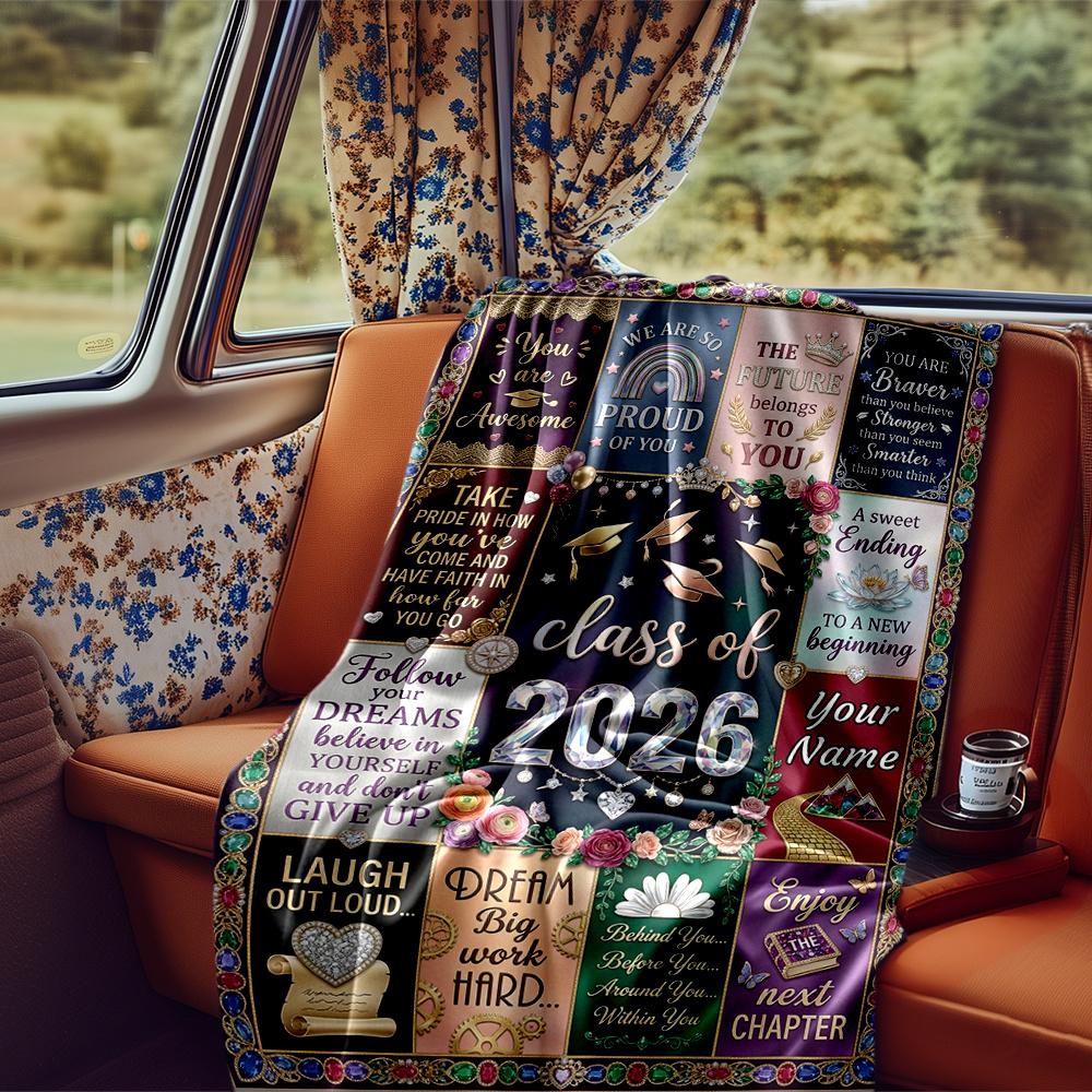 2026 Future Belongs You Graduation Celebration Blanket Personalized Name Soft Comfortable Stylish Blanket Car Blanket Perfect For Travel Camping