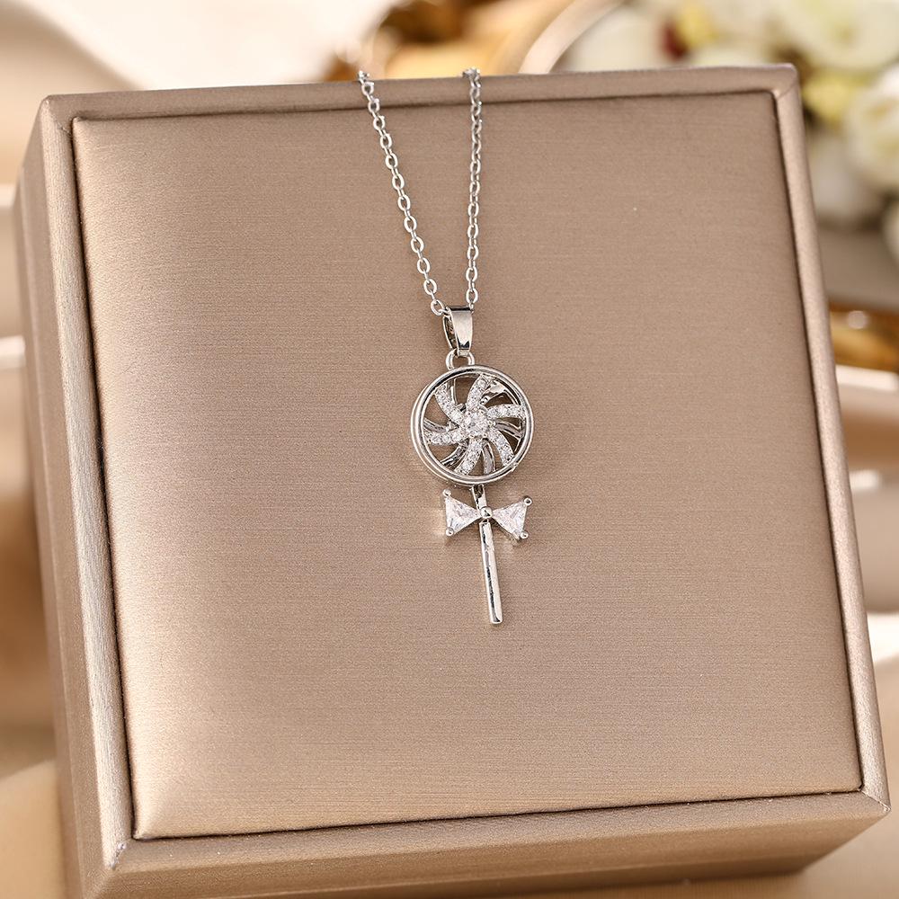 Women's Silver Titanium Steel Necklace with Micro-Inlaid Zircon - Elegant, Durable Clavicle Chain Jewelry