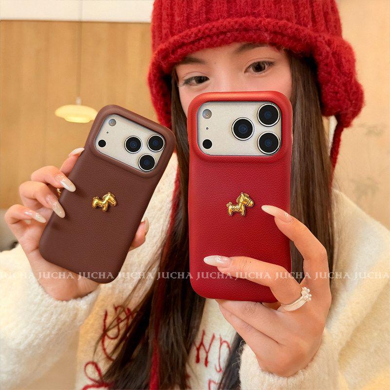 Gold Little Horse Apple iPhone Case: Light Luxury, Enhanced Heat Dissipation, Fits iPhone 17 Pro Max/16 Plus/15 for High-End Look