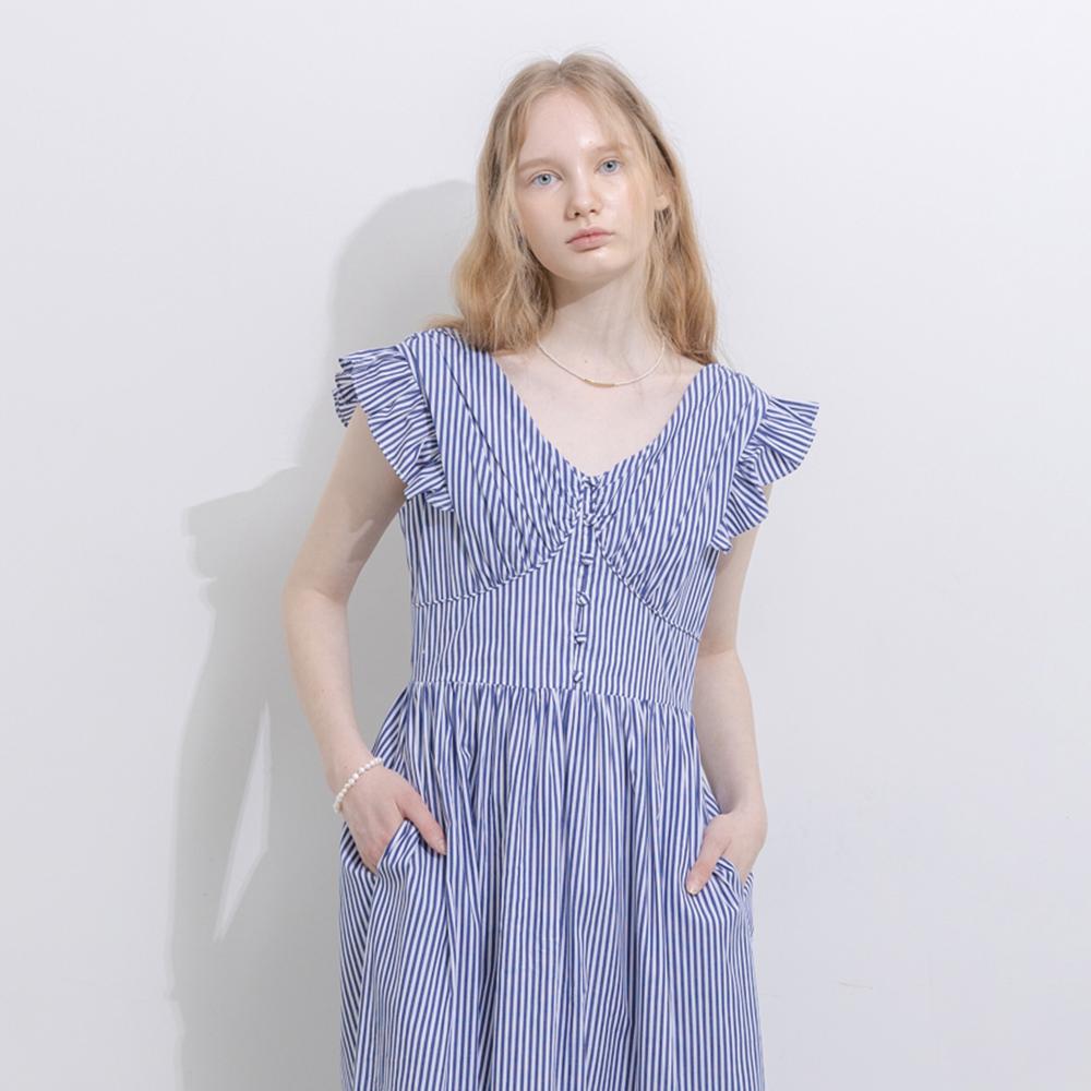 Wednesday Delight Wd_Blue Vertical Stripes Dress