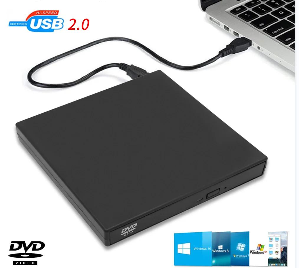 External DVD CD Drive, USB 2.0 Slim Protectable External CD-RW Optical Drive DVD-ROM Player for Laptop PC Desktop