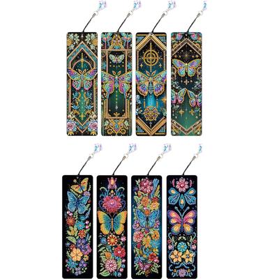 8Pcs Colored Patterns DIY Diamond Art Bookmark Irregular Shaped Diamonds Diamond Painting Art Bookmarks for Reading Enthusiasts