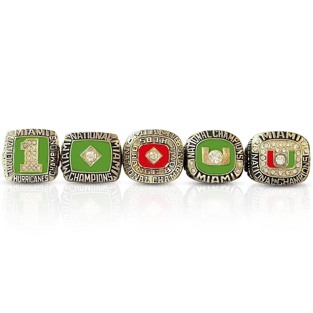 1983 1987 1989 1991 2001 NCAA Miami Hurricanes Championship Rings Set Personalized Jewelry Custom Champions Ring with Box 11&5 single championship rings золотой