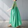 Cotton and Linen Summer Patchwork Retro Style Dress Long Skirt