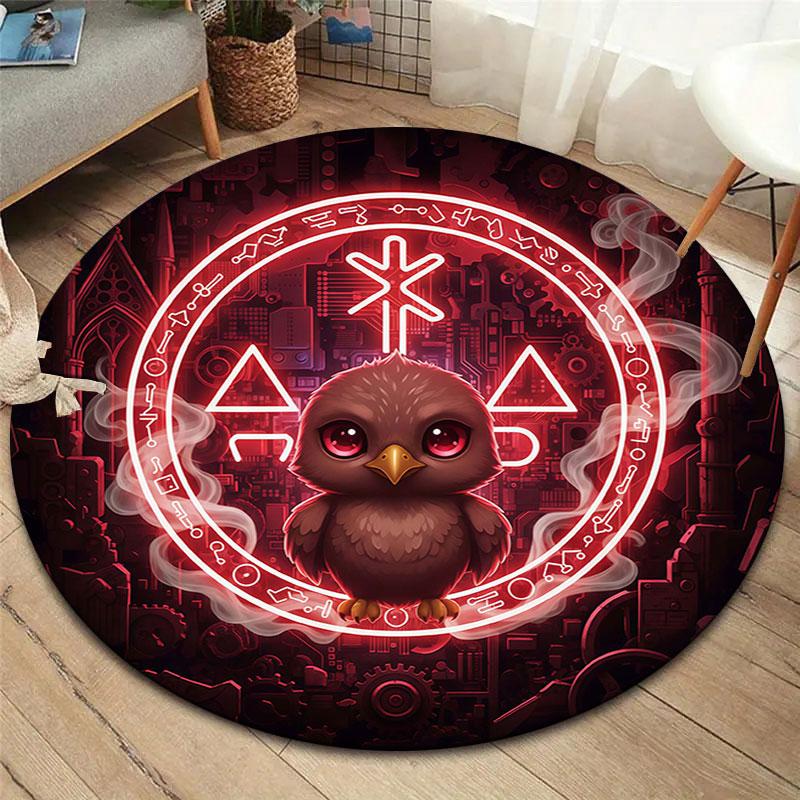 Cute Pet Neon Round Area Rug,Carpet Rug for Living Room Bedroom Sofa Playroom Decor,Non-slip Floor Mat 80cmx80cm