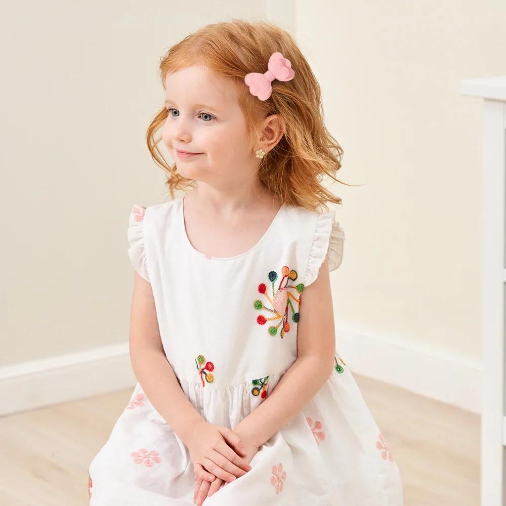 2Pcs Candy Colored Hair Clip Se Double Layered Bow Cute Bangs HairPin Cotton Safe Children's T for Girls Hair Accessories