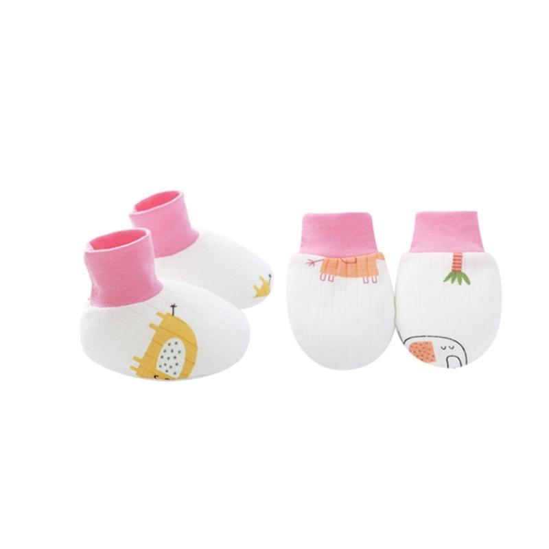 No Scratch Mittens Socks Set Toddler Mitts Baby Mittens Cotton Gloves Footwear Baby Breathable Gloves for Boys Girls