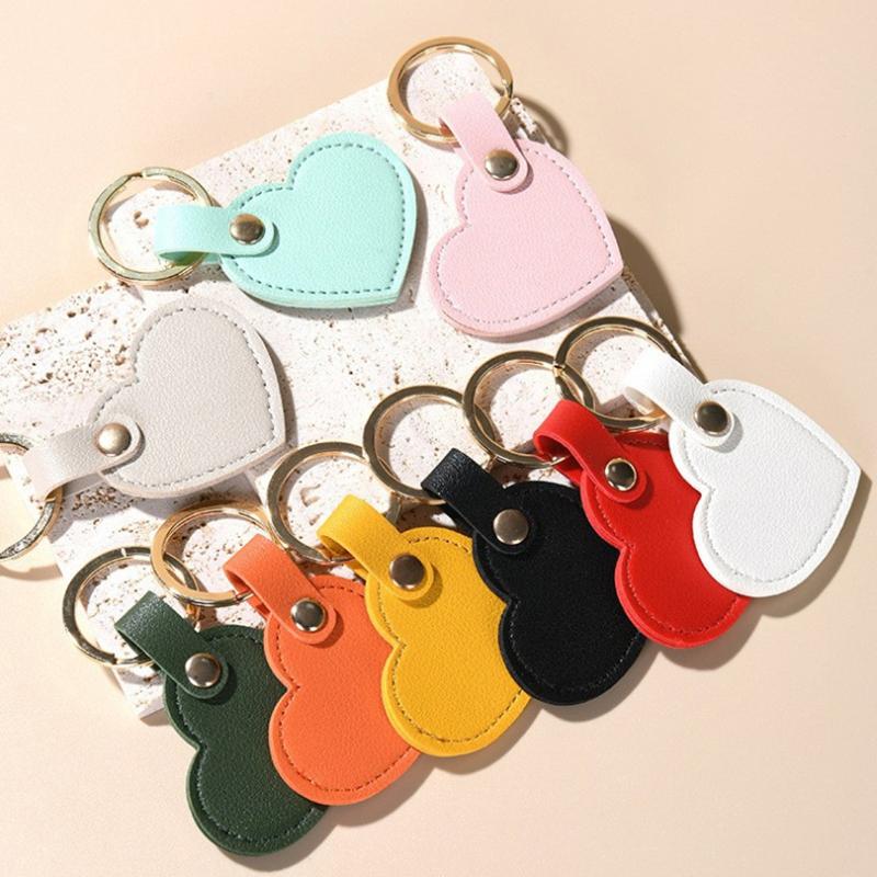 Leather Heart Key Chain Fashion Leather Heart Shape Keychain Women Car Key Holder Home Key Ring Charm Bag Car Pendant Gift