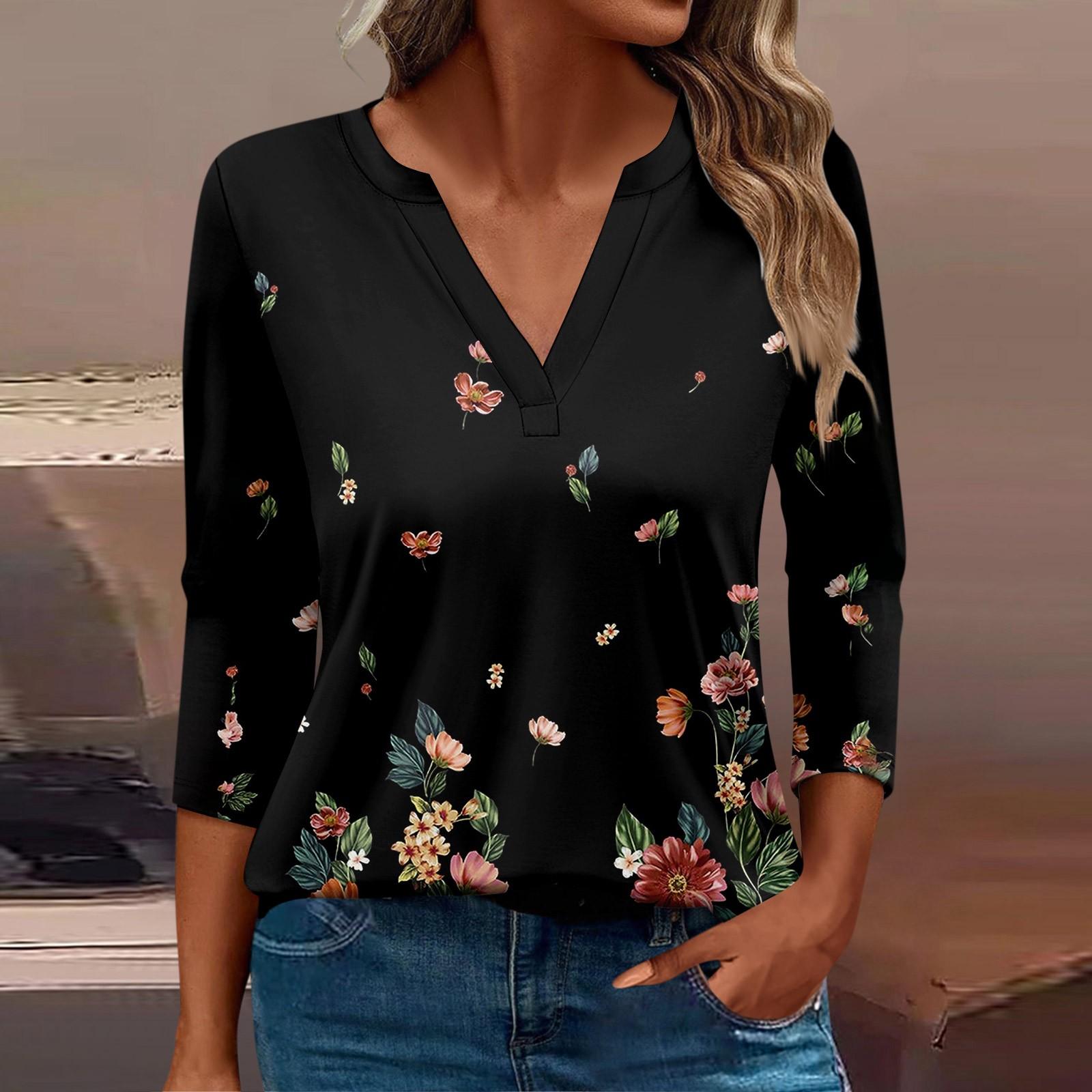 Женская футболка Футболка с принтом Рукав 3/4 Повседневные Выходные Мода Базовый — фото 6