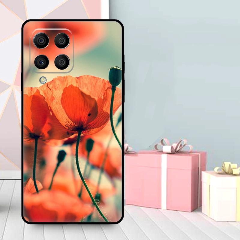 Red Corn Poppy Flower Case For Samsung Galaxy M56 M52 M32 M53 M16 M11 M21 M31 M35 M12 M13 M14 M15 M36 M55 M34 M54